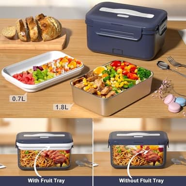 Akhia 100W Fast Heated Lunch Box 1.8L Electric Lunch Box, 12V/24V/110V Portable Food Warmer Ideal for Adults Men Women for Car/Work with Fork&Spoon Insulated Bag Valentines Day Gifts Birthday Gifts - Image 5