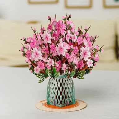 Paper Love 3D Cherry Blossom Flower Bouquet Pop Up Card, with Forever Flowers Keepsake, Gift for Birthday, Graduation, Get Well, Thank You, All Occasion or Just Because - Oversized 10" x 7" Cards - Includes Envelope And Note - Image 6