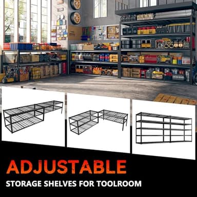 REIBII 60" W Garage Shelving Heavy Duty Metal Shelving 3000LBS Storage Shelves Adjustable Metal Shelves for Storage Industrial 5 Tier Garage Shelves for Warehouse Basement Pantry 60"W x 24"D x 72"H - Image 6