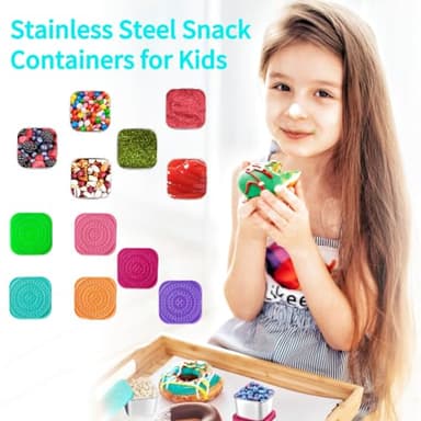 HTEVW 6Pack 6oz Stainless Steel Snack Containers for Kids, Easy Open Leak Proof Metal Toddler Snack Containers with Silicone Lids, Stackable Metal Toddler Lunch Box for Daycare, School and Travel - Image 5