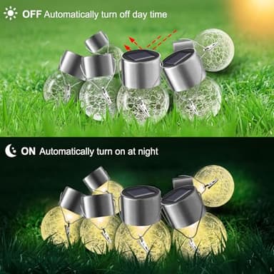 Solar Outdoor Lights Decorative 12 Pack, Hanging Solar Garden Lights Waterproof, Solar Powered Globe Lantern Cracked Glass Ball Lights for Yard Patio Fence Tree Umbrella Holiday Decoration,Warm White - Image 4