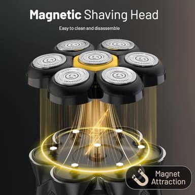 NIWUIO Head Shaver for Bald Men: Electric Bald Razor -IPX7 Wet Dry Shaving- 7 Floating Heads for Ultimate Comfort - Rechargeable Grooming Kit for Scalp/Face/Beard-Close Shaving - Image 5
