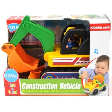 Kiddieland: Light & Sound: My First Excavator - Motorized Construction Toy Vehicle & Figure, Auto Stops, Engine Rev & Horn, Kids & Toddlers Age 1 yr+ - Image 4