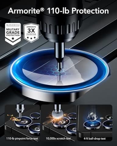 ESR for Samsung Galaxy S25 Ultra Camera Lens Protector, Individual Lens Protectors, Ultra-Thin Tempered Glass with Aluminum Edging, Case Friendly, 1 Set, Black | Ultra-Thin, Tempered Glass, with Aluminum Edging, Case Friendly - Image 4