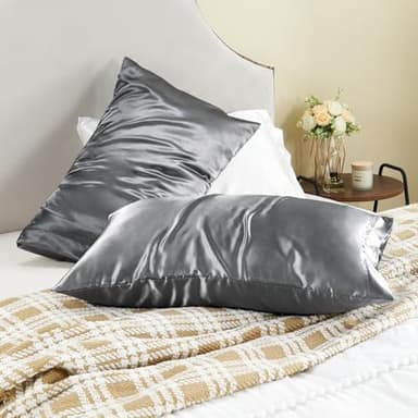 BEDELITE Satin Pillowcase for Hair and Skin, Super Soft and Cooling Similar to Silk Pillow Cases 2 Pack with Envelope Closure, Gift for Women Men(20"x30" Queen Size, Dark Grey) - Image 8