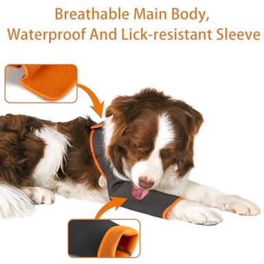 Dog Recovery Suit, Recovery Sleeve for Front Leg,Cone Collar Alternative,Chest 20.5"-27" Leg Wound Surgery Elbow Protector Machine Washable,Prevent Licking,Bite,Wet (Right, M) - Image 3