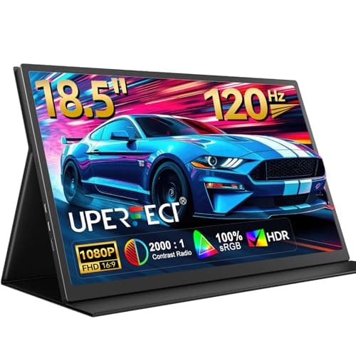 UPERFECT Portable Monitor 18.5 inch 120Hz 100% sRGB 1080P Portable Laptop Display w/Smart Cover, VESA & Speakers, Frameless IPS HDR Gaming Monitor USB-C HDMI Travel Second Monitor