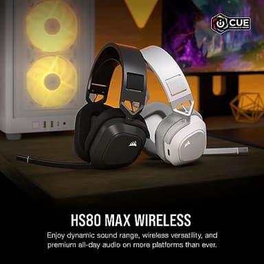 Corsair HS80 MAX Wireless Multiplatform Gaming Headset with Bluetooth – Dolby Atmos – Broadcast Quality Microphone – iCUE Compatible – PC, Mac, PS5, PS4, Mobile – Steel Gray - Image 2