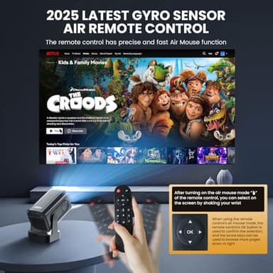 Projector [Auto Focus & 1080P Native & Built-in Apps] Projector 4K Support Auto Correction WiFi 6 Bluetooth 5.4 Mini Portable Projector Compatible with HDMI/TV Stick/Memory Stick/Laptop, Black - Image 4