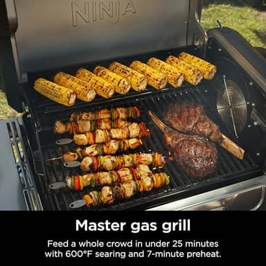 Ninja FlexFlame, Grill and Smoker, Electric and Propane Grill, Roaster, BBQ Grill, 5-in-1 Cooking System, 3 Burner, Digital Control, Outdoor Cooking, Griddle, Pizza Maker, Stainless Steel, PG301 - Image 3