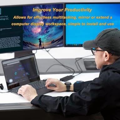 WAVLINK HDMI Splitter Extended Display for Dual Monitor, USB A or USB-C to Dual HDMI Adapter, Multi-Monitor Display 3 Separate Screens for Windows and macOS,4K30Hz,1080p@60Hz - Image 4