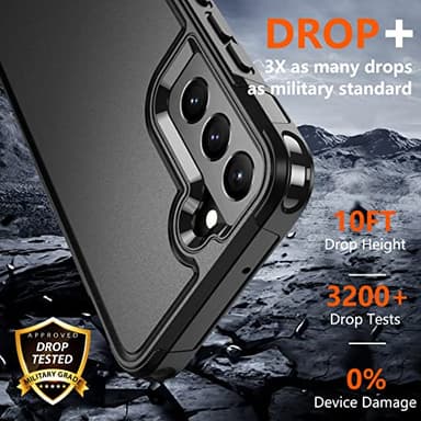 SPIDERCASE for Samsung Galaxy S22 Case, [10 FT Military Grade Drop Protection],2 Pack [Tempered Glass Screen Protector+Camera Lens Protector] Heavy Duty Shockproof Case for Galaxy S22 6.1'',Black - Image 2