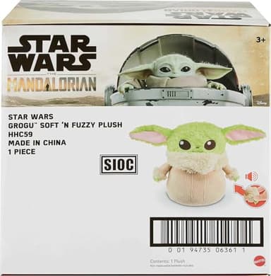 Mattel Star Wars Grogu Plush 12-inch Toy Figure, Soft 'n Fuzzy Character Doll with Sounds, Press Hands to Activate - Image 6