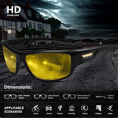 MEETSUN Polarized Sports Sunglasses for Men Women Wrap Around Driving Cycling Fishing UV Protection Black Frame Night Vision Lens - Image 3