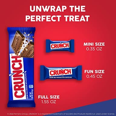 CRUNCH, Bulk 18 Pack, Milk Chocolate and Crisped Rice, Share Size Individually Wrapped Candy Bars, 2.75 oz Each - Image 6