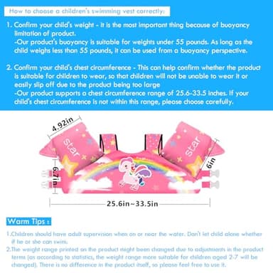 Chriffer Kids Swim Vest Life Jacket for 30-55 Pounds Boys and Girls, Toddler Floaties with Shoulder Harness Arm Wings for 2,3,4,5,6,7 Years Old Baby - Image 3