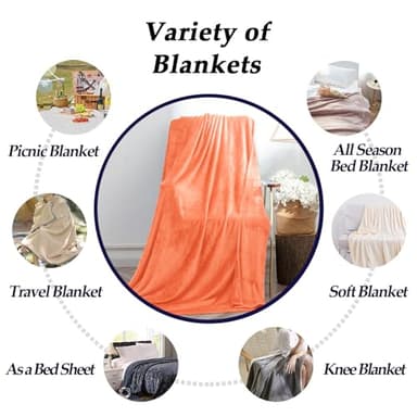 Fleece Blanket Lightweight Throw Blankets for Sofa,Couch,Bed,Super Soft Cozy Microfiber Blanket(Orange，5060) - Image 3