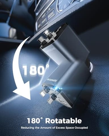 Upgraded SUPERONE Retractable Car Charger, [Ultra-Compact] 6-Port Car Charger USB C, iPhone Car Chargers Fast Charging with USB C & Apple Cable, Car Accessories Adapter for iPhone 17/16/15/14/13/12 - Image 8