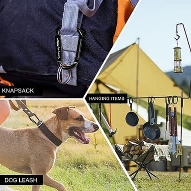 6PCS Carabiner Clip - Heavy Duty Iron Carabiners 800lbs Carabeaner D Ring Shape,Key Chain Clip Hook,Keychain Clip,Multipurpose for Camping, Hiking,Backpacking or Other Outdoor Activities, Black. - Image 4