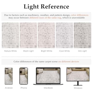 PureCozy Gray Area Rug 8x10 Machine Washable Large Vintage Living Room Distressed Non Slip Carpet Traditional Indoor Bedroom Grey Retro Floral Accent Throw Rug for Office Kitchen Dining Room - Image 2