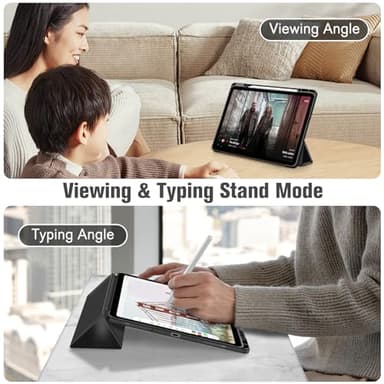 Fintie Hybrid Slim Case for iPad Air 13-inch (M3) 2025, (M2) 2024 - [Built-in Pencil Holder] Shockproof Cover with Clear Transparent Back Shell, Black - Image 4