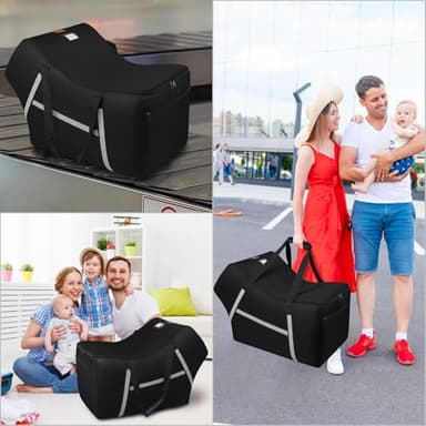 Infant Car Seat Travel Bag for Airplane Compatible with All Nuna Pipa Car Seat and Base,Chicco KeyFit 30 and Base, Padded Car Seat Bags for Air Travel,Car Seat Gate Check Bag with Side Pocket, Black - Image 6