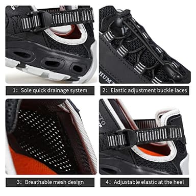 HUMTTO Men's Amphibious Water Shoes - Outdoor Hiking Sandals for Men Summer Non-Slip Quick Drying Water Sandals River Shoes 7.5-8 Black/Grey - Image 3