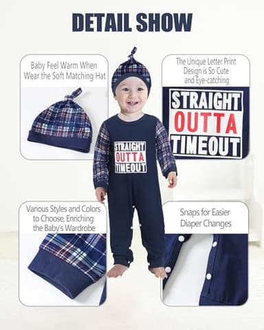 NZRVAWS Newborn Baby Boy Clothes Infant Boy Outfits Letter Print Romper Jumpsuit Bodysuit Letter Print Romper - Image 5