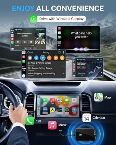Jemluse Wireless CarPlay Adapter for Apple iPhone (2024 Upgraded) - Multi-User Seamless Connection for Convert Wired to Wireless Car Play Adapter - No Latency from iOS 10+ to Screen w/USB C (Gray) - Image 2