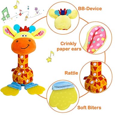 HUADADA Baby Soft Rattles Shaker, Infant Developmental Hand Grip Toys, Sensory Learning Toys with Teether, Sounds for Baby, 3-6-9-12 Months Old - Image 3