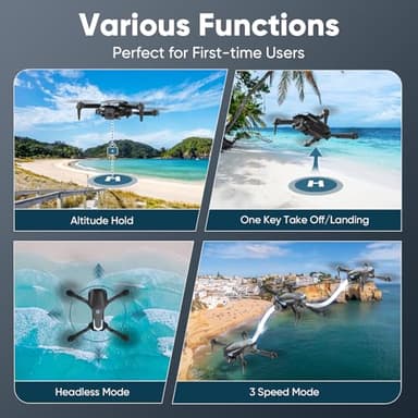 X-shop Foldable Drone with 1080P HD Camera for Beginners & Adults, FPV Live Video, One Key Start, Altitude Hold, 3D Flips, Gesture Selfie, 3 Speed Modes, 2 Batteries - Image 5