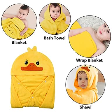 ROMASA Baby Bath Towel Ultra Soft Hooded Towel Highly Absorbent Bathrobe Blanket Toddlers Shower Gifts for Boys Girls- 27.5" x 55" (Yellow) - Image 6