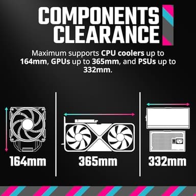Cooler Master QUBE 500 Flatpack High Airflow Gaming ATX PC Mid-Tower, Customizable, Tempered Glass, Vertical GPU Mount, 365mm GPU Clearances, USB-C, Carrying Handle, Gem Mini - Image 6