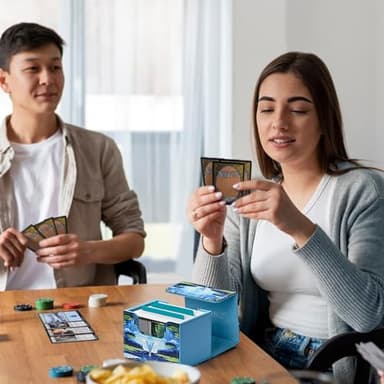 UAONO Deck Box for MTG Cards, Trading Card Storage Box Holds 120+ Sleeved Commander Deck, PU Leather Card Box Suits TCG Magic Cards with 2 Dividers (Blue,Drop) - Image 2