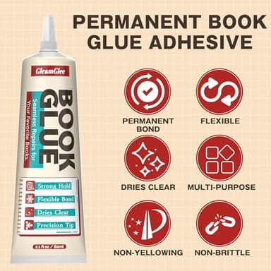 Book Glue, Dries Clear & Flexible Book Binding Glue Adhesive, Used for Bookbinding and Book Repair, Book Nook, Framing, Collages, Paper Art and Crafts - 60ml - Image 2