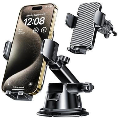 Qifutan Dash Mounted Holders Phone Holders for Your Car Phone Mount for Car Windshield Dashboard Air Vent Universal Desk Mounts Hands Free Automobile Cell Phone Holder Fit for iPhone Smartphone - Image 1