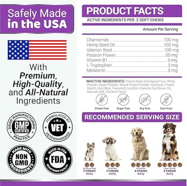 Melatonin for Dogs - 170 Melatonin Chews for Small and Large Dogs - Puppy Sleep Aid - Natural Calming Treats for Stress Anxiety Relief - Canine Sleeping Pills - Thunder, Fireworks, Chewing, Barking - Image 6