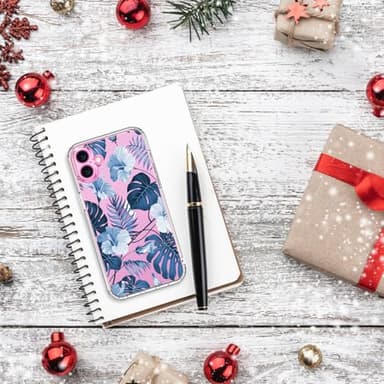 bicol for iPhone 16 Plus Case with Screen Protector, Enhanced Camera Protection, Crystal Acrylic Clear with Fashionable Pattern Designs for Girls Women, Slim Fit Protective Phone Cover, Blue Leaves - Image 6