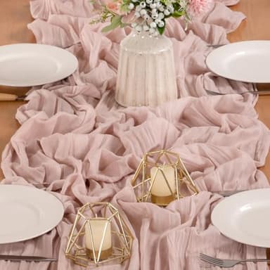MLMW 6 Pack Pink Cheesecloth Table Runner Boho Gauze Rustic Cheese Cloth Table Runner 160 inch Sheer 13.3ft for Gender Reveal Wedding Party Baby Bridal Shower Birthday - Image 5