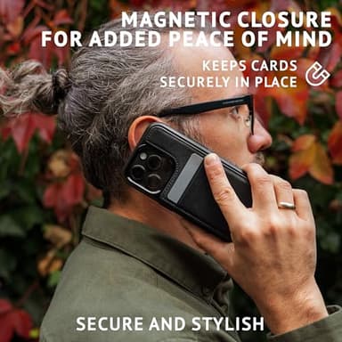 Vaultskin for iPhone 16 Pro Max Case - Slim Leather Case with Card Holder, Magnetic Closure and Drop Protection, Stylish Wallet Case for iPhone 16 Pro Max, Ideal Gift (Black, Eton) - Image 4