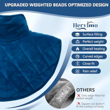 Heating Pad for Neck and Shoulders and Back, Weighted Heating Pads for Back Pain Relief, 2.2lb Large Electric Heat Pad, 6 Heat Settings, 5 Auto-Off, Birthday Christmas Gifts for Women Mom Men Dad Blue - Image 3