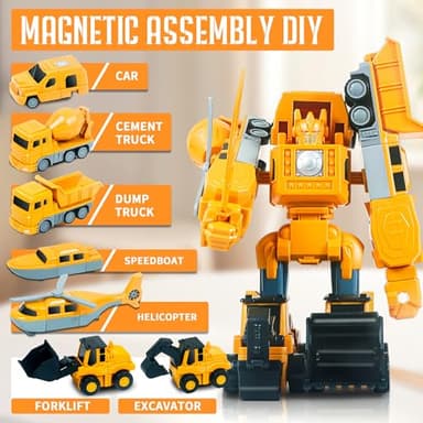FUYLE Magnetic Transform Engineering Car Assembled Toys with Storage Box, Transforming Robot Toy Construction Vehicle Toy Gift for Kids Age 3-5 4-8, Outdoor Toddler Activities Toys (35 Pcs) - Image 2