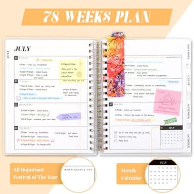 Planner 2025-2026, Large 18 Months Academic Daily Weekly Monthly Planner Yearly Agenda July. 2025–Dec. 2026, 7.9" x 9.8", Page Tabs, Separator Page, Pocket Folder, Bookmark, Stickers, Sticky Note Set - Image 5