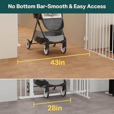 Cumbor 29.2–43" Baby Gate for Stairs, Wall-Mounted (Drill Required), Expandable No Bottom Bar Dog Gate, Auto Close Extra Wide Walk Thru, Pet & Toddler Proof Gate, Top & Bottom of Stairways (White) - Image 8