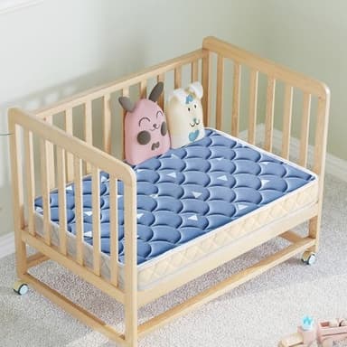 LILYVIBEBEARHAPPY 38’’x24’’ Mini Crib Mattress, Thickened Soft Breathable Foam, Quiet and Odorless Hypoallergenic Portable Travel Crib Mattress, Fits Mini and Portable Cribs,Blue - Image 7