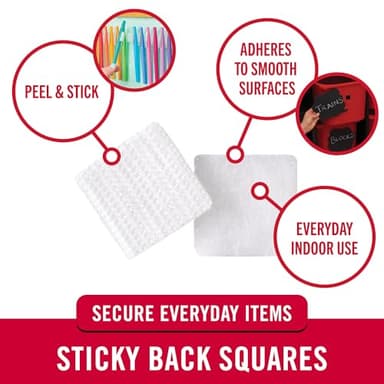 VELCRO Brand Mounting Squares | Square Dots with Adhesive 200pk, 7/8" White | Sticky Back Hook and Loop for Teacher Supplies, Office Organization (30705) - Image 2