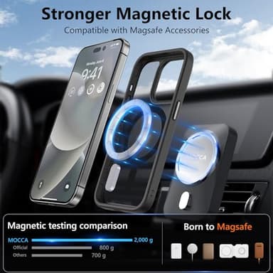 MOCCA Strong Magnetic for iPhone 14 Pro Case, [Compatible with Magsafe][13FT Military Drop Protection] Slim Translucent Matte Shockproof Case for iPhone 14 Pro Phone Case 6.1'', Black - Image 2