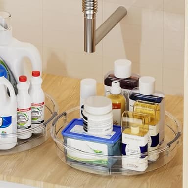 LAMU 3 Pack Lazy Susan Organizer Turntable for Cabinet, Rotating Condiment Organizer for Kitchen Pantry Organizers and Storage, Table Top, Fridge, Countertop, Spice Organization, 9.25'' 10.6'' 12'' - Image 7