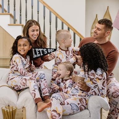 Burt's Bees Baby Family Matching Holiday Pajamas - Organic Cotton PJs for Infants, Toddlers, Kids, Men, and Women Brown - Image 4