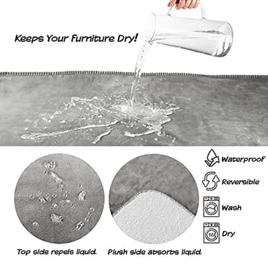 Waterproof Dog Blanket - 60x70-Inch Reversible Sherpa Dog Blanket for Couch, Bed, or Car - Protects from Spills, Stains, or Pet Fur by PETMAKER (Gray) - Image 4